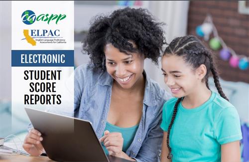 parent and child looking at electronic score reports 